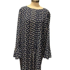 Navy blue dress with white polkadots